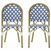 Brand new 🥰 GDFStudio Bronson Outdoor French Bistro Chair, Set Of 2, Blue/White/Bamboo Print Finish 🌟