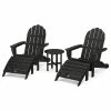 New ✨ Polywood Classic Oversized Curveback Adirondack 5-Piece Casual Set, Black 🎉