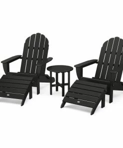 New ✨ Polywood Classic Oversized Curveback Adirondack 5-Piece Casual Set, Black 🎉