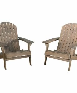 Hot Sale 🌟 GDFStudio GDF Studio Milan Outdoor Rustic Acacia Wood Folding Adirondack Chair, Set Of 2 👍