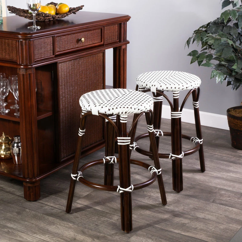 Best Pirce 🛒 Butler Specialty Company Tobias Brown And White Rattan Counter Stool 🥰 - Image 9