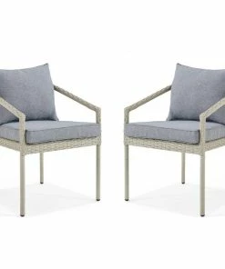 Wholesale ⭐ Bolton Furniture, Inc. Windham All-Weather Wicker Outdoor Light Gray Chairs, Cushions, Set Of 2 😍