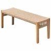 Coupon 🌟 Dropship Vendor Group Chesapeake Honey 2-Seater Patio Acacia Wood Mixed Strapped Rattan Bench 🎁