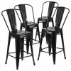 Cheapest 😀 BELLEZE Modern Stools With Back, Set Of 4, Black, 30" High Back 🥰