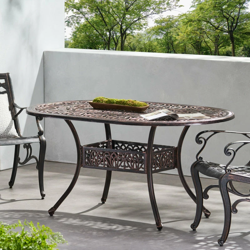 Top 10 ๐ GDFStudio GDF Studio Outdoor Cast Aluminum 6-seater Oval Dining Table ๐ - Image 2