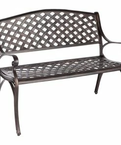 Deals 🎁 Fire Sense Antique Bronze Cast Aluminum Patio Bench 😀