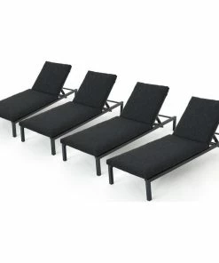 Buy 💯 GDFStudio GDF Studio Jerry Outdoor Chaise Lounges With Black Aluminum Frame, Set Of 4 🌟