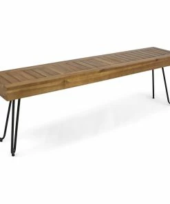 Best Pirce 😉 GDFStudio GDF Studio Abbet Outdoor Industrial Wood And Metal Bench, Teak/Black Metal 👍