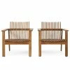 Best Sale 🥰 GDFStudio Naomi Outdoor Acacia Wood Slatted Club Chairs (Set Of 2), Teak 💯
