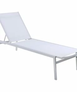 Discount 🥰 Meridian Furniture Santorini Outdoor Patio Chaise Lounge Chair, White, White Aluminum Frame 😀