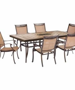 New 🥰 Hanover Fontana 7-Piece Dining Set, 6 Stationary Chairs, Large Tile Table 🤩