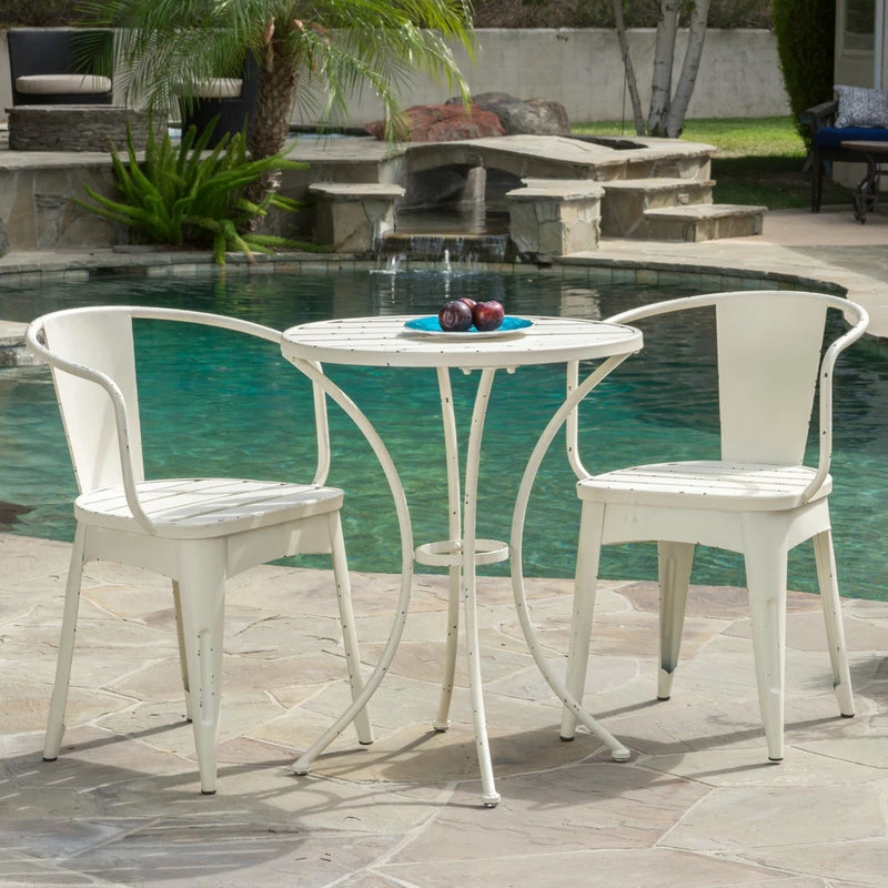 Discount ๐ GDFStudio GDF Studio 3-Piece Castro Outdoor Off-White Cast Bistro Set ๐ - Image 2