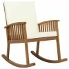 Discount 💯 GDFStudio Beulah Outdoor Acacia Wood Rocking Chair, Brown Patina Finish, Cream ❤️