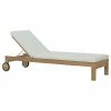 Outlet 🤩 LexMod Upland Outdoor Teak Wood Chaise, Natural White 🧨