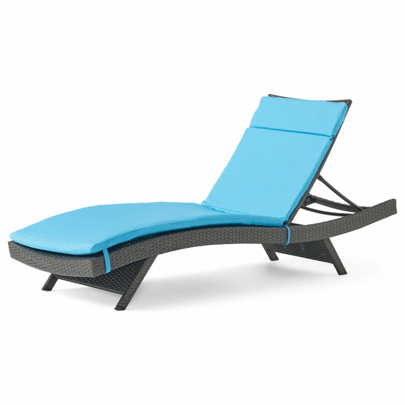 Best Pirce โจ GDFStudio GDF Studio Ann Outdoor Wicker Adjustable Chaise Lounge, Arms With Cushion, Blue ๐
