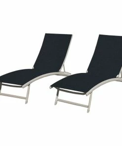 Buy 🤩 Vivere Ltd Clearwater 6 Position Aluminum Lounger With Wheel 2-Piece Set, Navy Steel 🛒