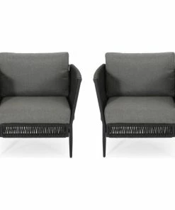 Coupon 🔥 GDFStudio Andy Outdoor Rope Club Chair With Cushions, Set Of 2 😍