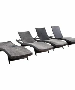 Coupon 😍 GDFStudio GDF Studio Olivia Outdoor Wicker Chaise Lounge Adjustable, Set Of 4, Multi Brown 😉