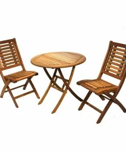 Flash Sale 👏 Outdoor Interiors 3-Piece Eucalyptus Folding Bistro Set 🤩