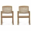 Best reviews of 🔥 GDFStudio Uintah Outdoor Acacia Wood And Wicker Rocking Chair (Set Of 2), Light Brown 👍