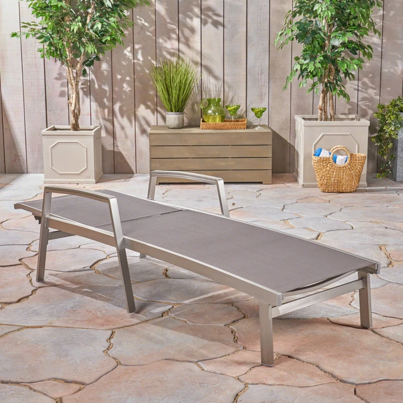 Cheapest ⭐ GDFStudio GDF Studio Joy Outdoor Mesh And Aluminum Chaise Lounge, Gray 💯 - Image 3