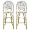 Promo 🥰 GDFStudio Grelton Outdoor Aluminum French Barstools, Set Of 2, Black/White/Bamboo 💯