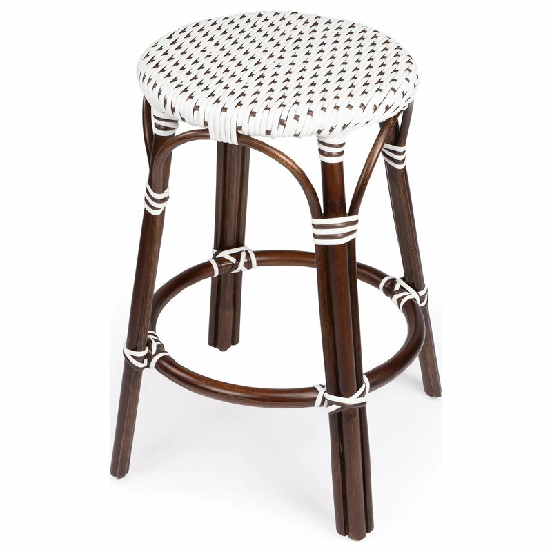 Best Pirce 🛒 Butler Specialty Company Tobias Brown And White Rattan Counter Stool 🥰 - Image 3