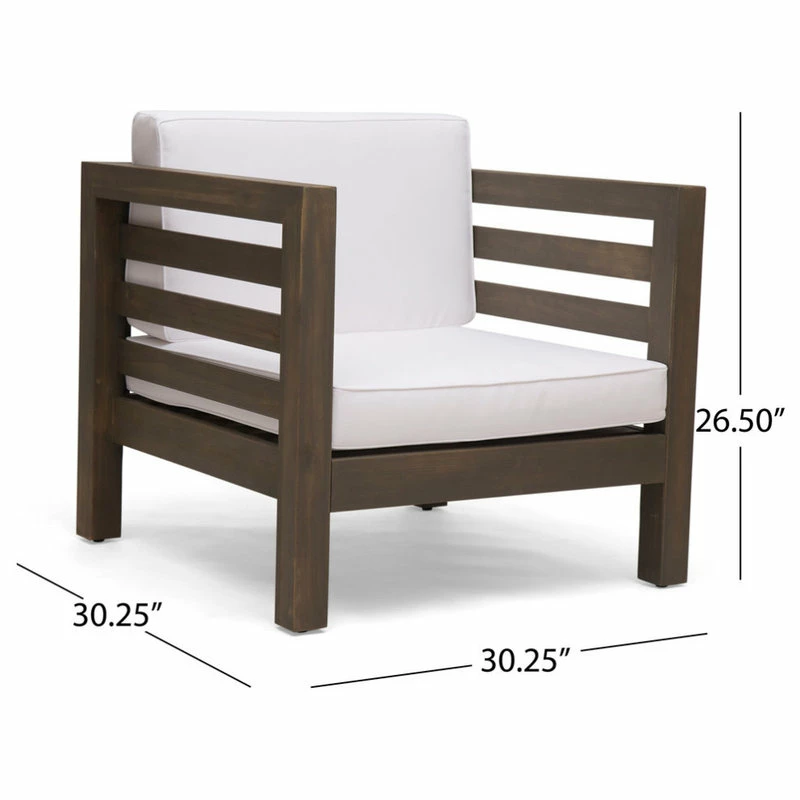 Brand new โ๏ธ GDFStudio Louise Outdoor Acacia Wood Club Chairs With Cushions, Set Of 2, White โ๏ธ - Image 3