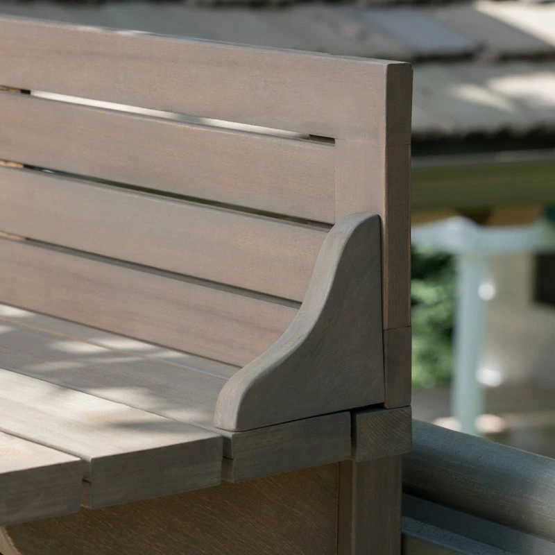 Flash Sale 🥰 GDFStudio GDF Studio 3-Piece Cassie Outdoor Acacia Wood Balcony Bar Set, Gray Finish 💯 - Image 5