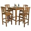Wholesale 👍 Outdoor Interiors 5-Piece Square Eucalyptus Bar Height Dining Set With Bar Chairs ⭐