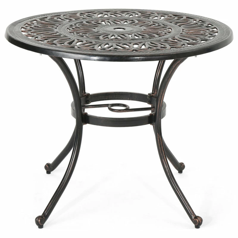 Outlet 🔥 GDFStudio Athena Outdoor Round Cast Aluminum Dining Table 😍 - Image 4