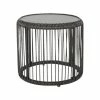Best Sale 😀 GDFStudio Bunny Outdoor Wicker Side Table With Tempered Glass Top, Gray ⭐