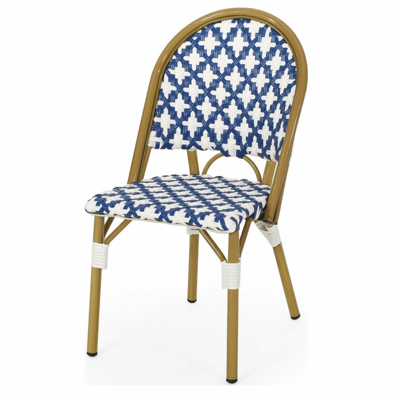 Brand new 🥰 GDFStudio Bronson Outdoor French Bistro Chair, Set Of 2, Blue/White/Bamboo Print Finish 🌟 - Image 5