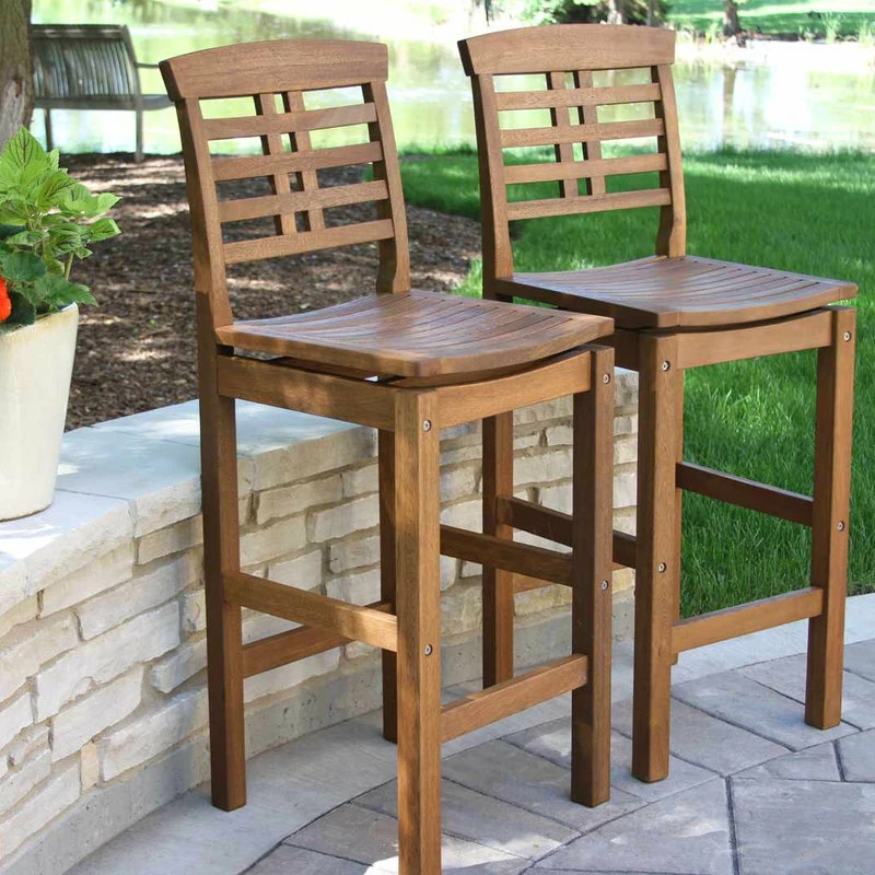 Wholesale 👍 Outdoor Interiors 5-Piece Square Eucalyptus Bar Height Dining Set With Bar Chairs ⭐ - Image 5