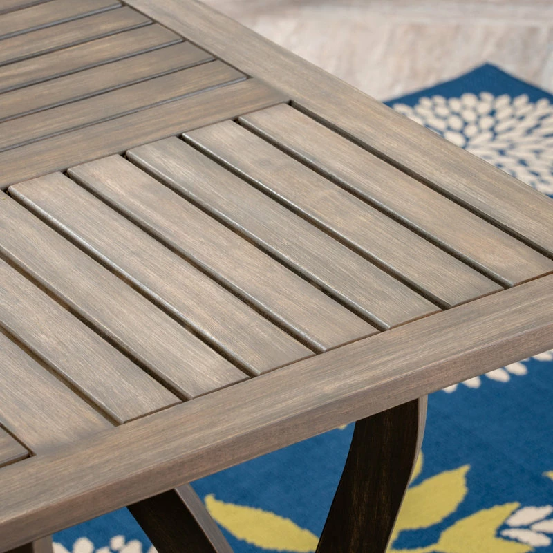Best deal 🔥 GDFStudio GDF Studio Baia Outdoor Acacia Wood Square Dining Table, Gray 🎁 - Image 6
