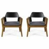 Buy 🎉 GDFStudio Brayson Outdoor Acacia Wood Club Chairs With Cushion, Set Of 2 👍