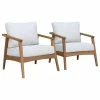 Discount 🧨 Outdoor Interiors Modern Eucalyptus Armchairs With Olefin Cushions, Set Of 2 ✨