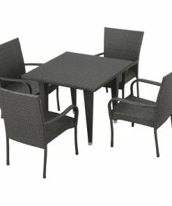 Wholesale 👏 GDFStudio GDF Studio 5-Piece Antonio Outdoor Gray Wicker Dining Set 😀