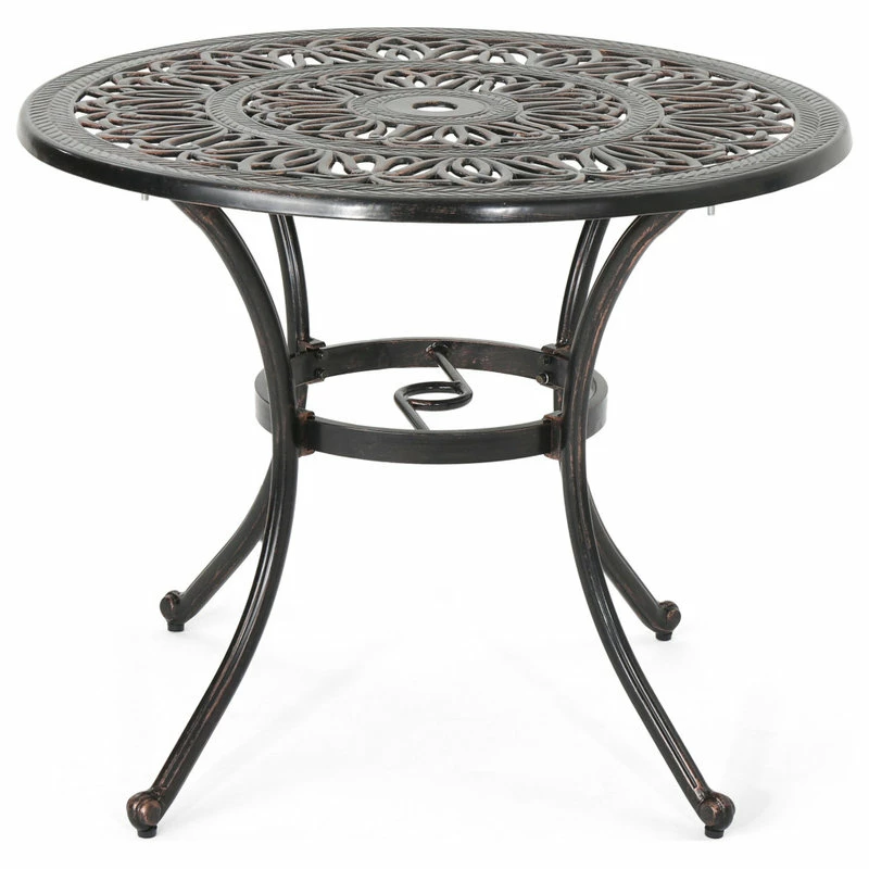 Outlet 🔥 GDFStudio Athena Outdoor Round Cast Aluminum Dining Table 😍 - Image 6