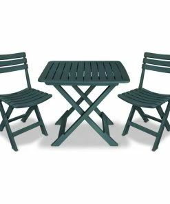 Cheapest 🥰 Vida XL LLC VidaXL 3 Piece Folding Bistro Set Plastic Green Balcony Set Patio Furniture ❤️