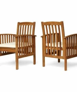 Best reviews of 🔔 GDFStudio GDF Studio Phoenix Outdoor Acacia Wood Dining Chairs With Cushions, Set Of 2, Br ✔️