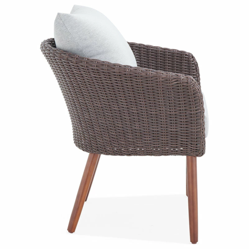 Outlet 🔔 Bolton Furniture, Inc. Athens All-Weather Brown Wicker Outdoor Chairs, Gray Cushions, Set Of 2 🥰 - Image 5