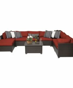 Budget 🌟 TKClassics Belle 9 Piece Outdoor Wicker Patio Furniture Set 09b, Terracotta 🔔