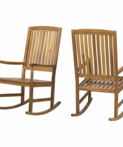 Cheap 🤩 GDFStudio Penny Outdoor Acacia Wood Rocking Chairs, Set Of 2, Teak Finish 👍