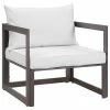 Deals ⭐ LexMod Fortuna Outdoor Aluminum Armchair, Brown White 🎁