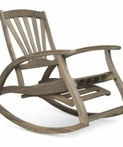 Brand new ❤️ GDFStudio GDF Studio Alva Outdoor Acacia Wood Rocking Chair With Footrest, Gray Finish ✨