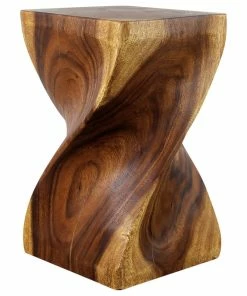 Coupon 🛒 Kammika Import Export Co., Ltd (Thailand) Haussmann Big Twist Wood Stool Table 12 In SQ X 20 In H Walnut Oil 👍