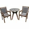 Hot Sale 🎁 Outdoor Interiors 3-Piece Sandstone, Eucalyptus And Metal Bistro Set, With Stacking Armchair 💯