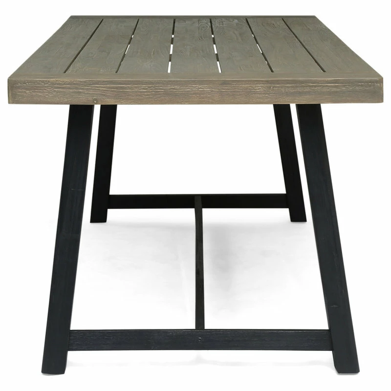 Budget ๐งจ GDFStudio GDF Studio Toby Outdoor Acacia Wood Dining Table, Sandlblast Gray /Black โญ - Image 4