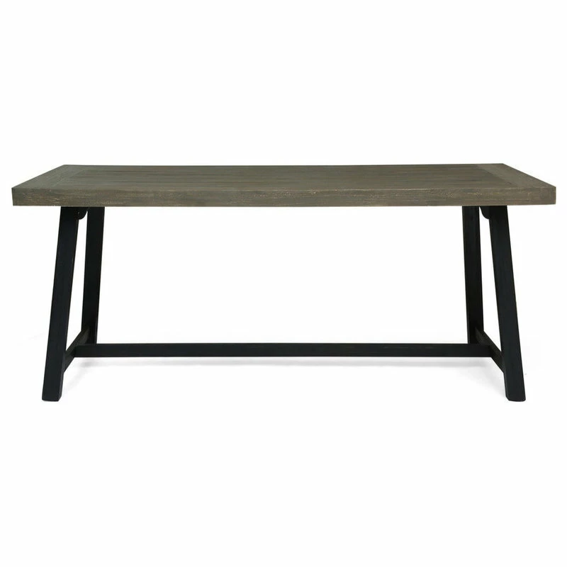Budget ๐งจ GDFStudio GDF Studio Toby Outdoor Acacia Wood Dining Table, Sandlblast Gray /Black โญ